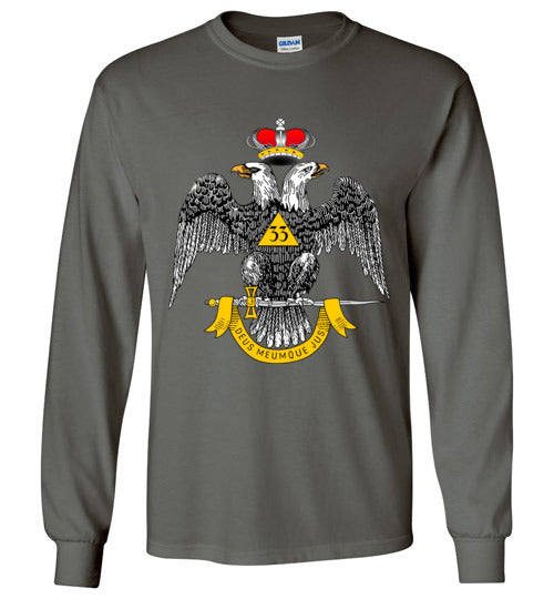 Scottish Rite 33rd Degree Wings Down Masonic Long Sleeve Shirt