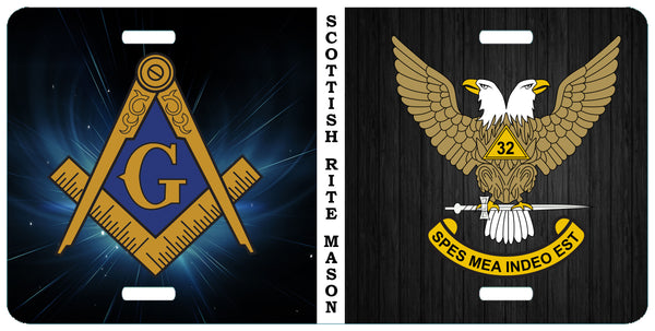 Mason Scottish Rite 32nd Degree Wings Up Split Masonic License Plate