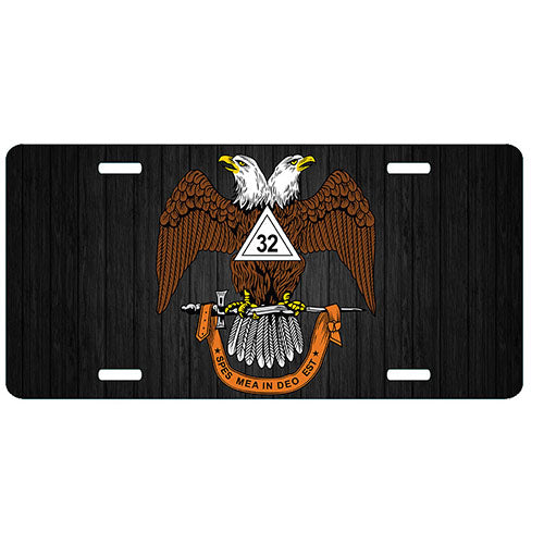 Scottish Rite 32nd Degree Wings Down Masonic License Plate