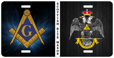 Mason Scottish Rite 33rd Degree Wings Down Split Masonic License Plate
