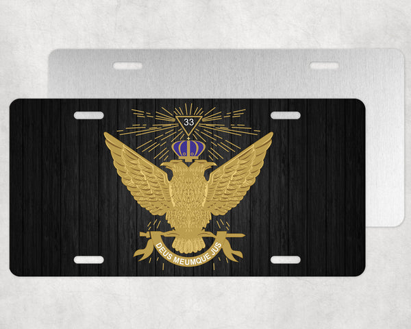 Scottish Rite 33rd Degree Wings Up Masonic License Plate Tag