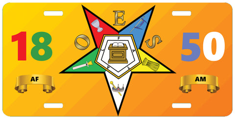 Order of the Eastern Star AF&AM 1850 License Plate OES
