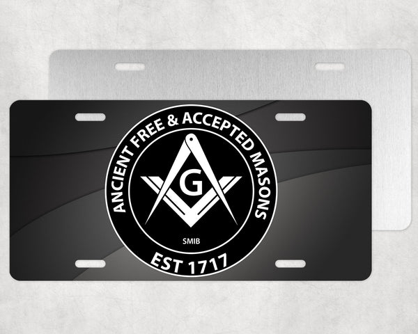 Ancient Free & Accepted Masons 1717 License Plate Tag Masonic Gray