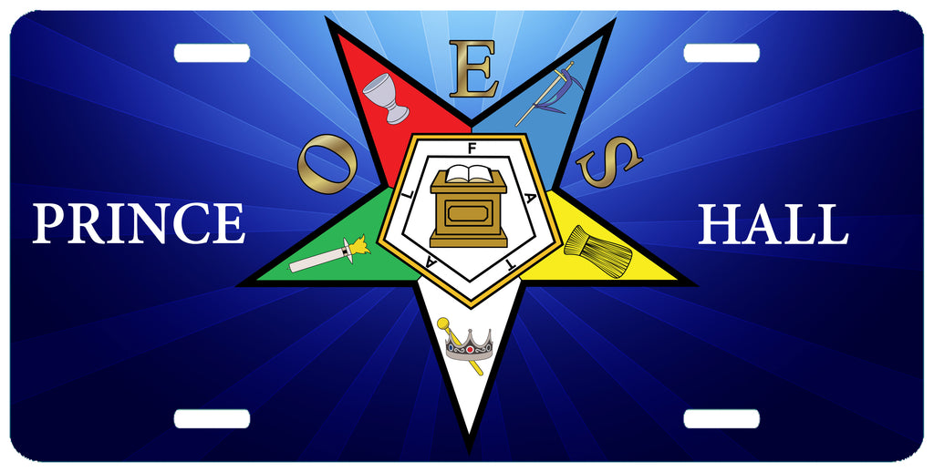 Prince Hall Blue Beam Order of the Eastern Star License Plate PHA OES