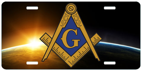 Masonic Sun Earth License Plate