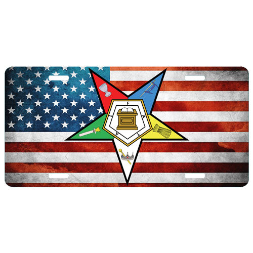 USA Flag Order of the Eastern Star License Plate