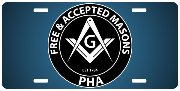 Free & Accepted Masons PHA License Plate Prince Hall Masonic Blue