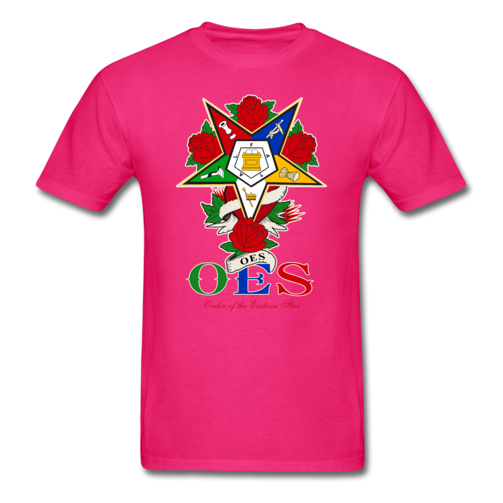 Order of the Eastern Star Roses T Shirt OES Tee - fuchsia