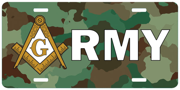 Army Masonic License Plate Tag