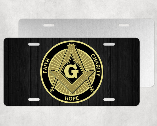 Masonic Faith Hope Charity License Plate Tag