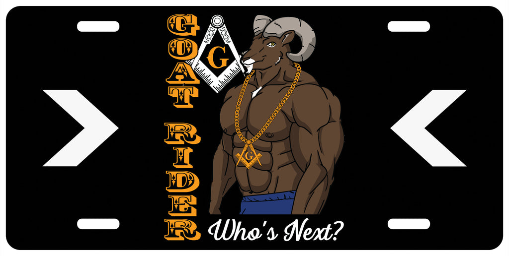 Masonic Goat Rider Who's Next License Plate Mason Tag