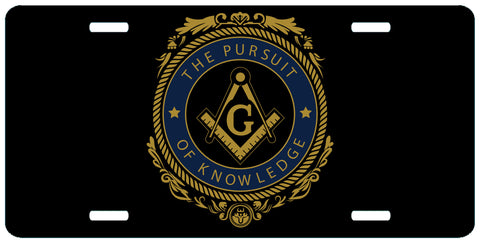 The Pursuit of Knowledge Masonic License Plate Mason Auto Car Tag