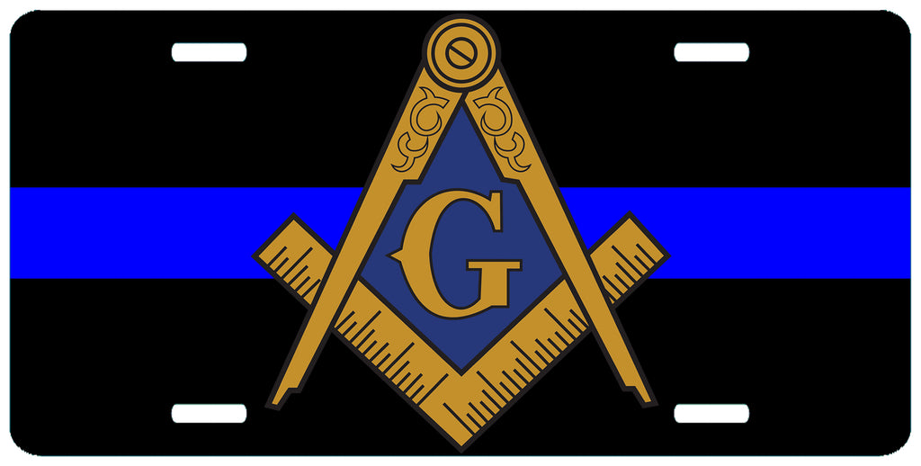 Masonic Police Thin Blue Line License Plate