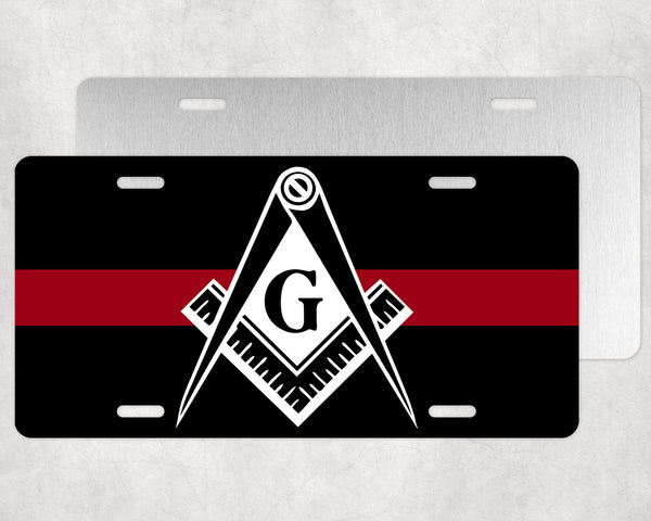 Masonic Firefighter Thin Red Line License Plate
