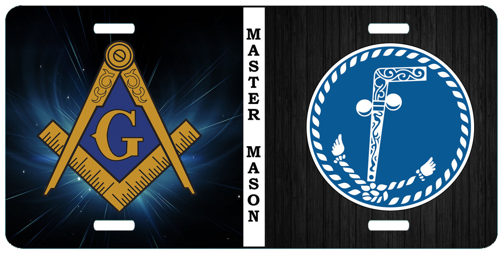 Master Mason Tubalcain Split License Plate Masonic Tag