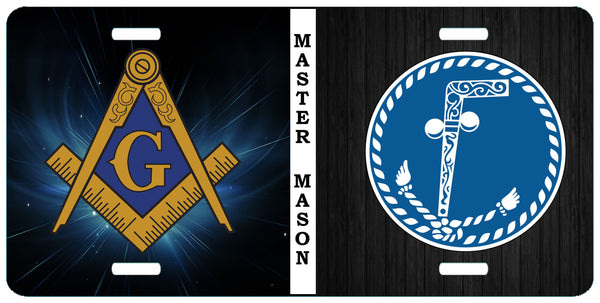 Master Mason Tubalcain Split License Plate Masonic Tag