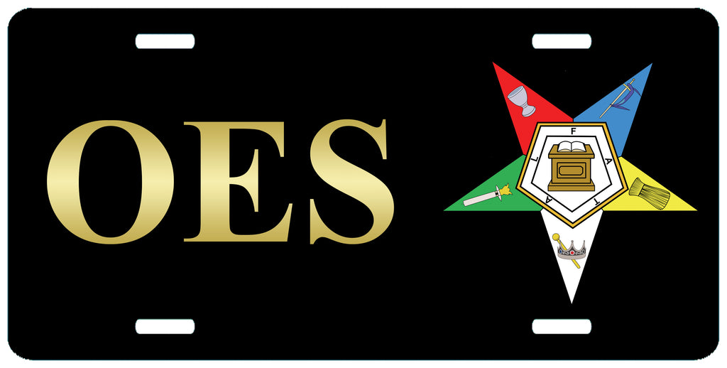 Gold OES License Plate Order of the Eastern Star Tag