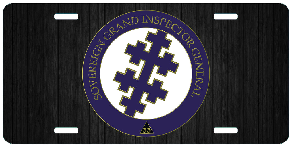 Sovereign Grand Inspector General License Plate 33 Masonic Scottish Rite 33rd Auto Car Tag