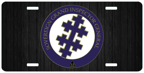 Sovereign Grand Inspector General License Plate 33 Masonic Scottish Rite 33rd Auto Car Tag