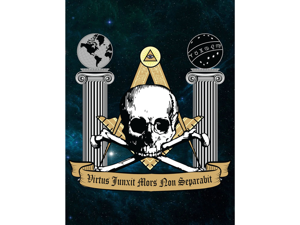 Masonic Virtus Junxit Mors Non Separabit Poster 18 x 24 Freemasonry Pillars