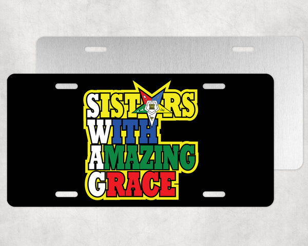 Sisters With Amazing Grace OES Eastern Star License Plate Tag
